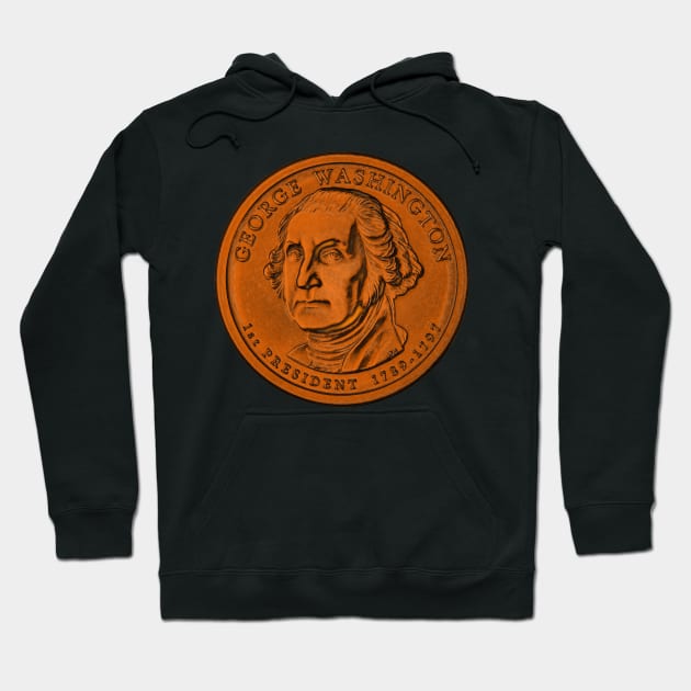 USA George Washington Coin in Orange Hoodie by The Black Panther